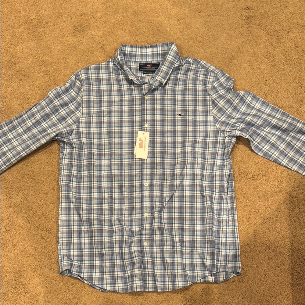 Vineyard Vines Blue Plaid Men's Shirt - NEW WITH TAGS